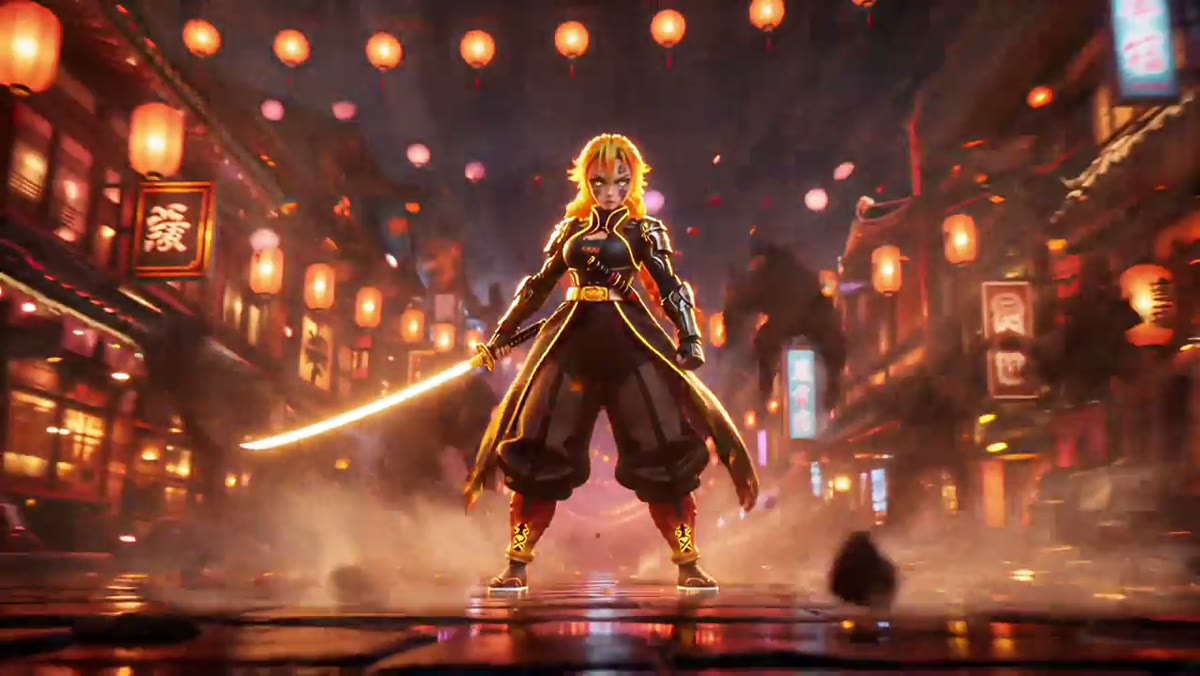 A frame from a Seedance 2.5 action sequence showing character detail and motion clarity