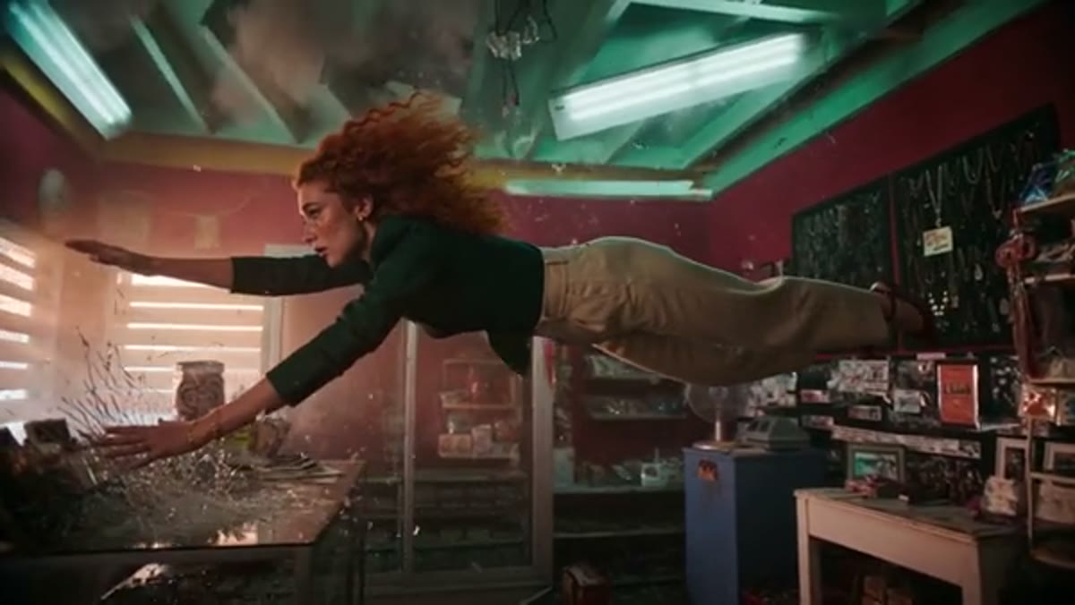 A frame from a stylized slow-motion action scene generated with a structured Seedance prompt